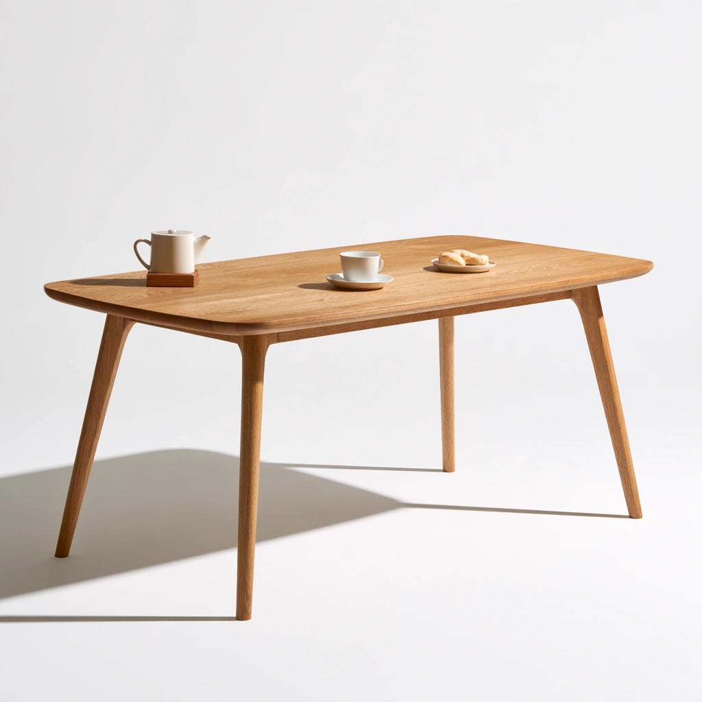 Table à manger en bois, coloris brun naturel