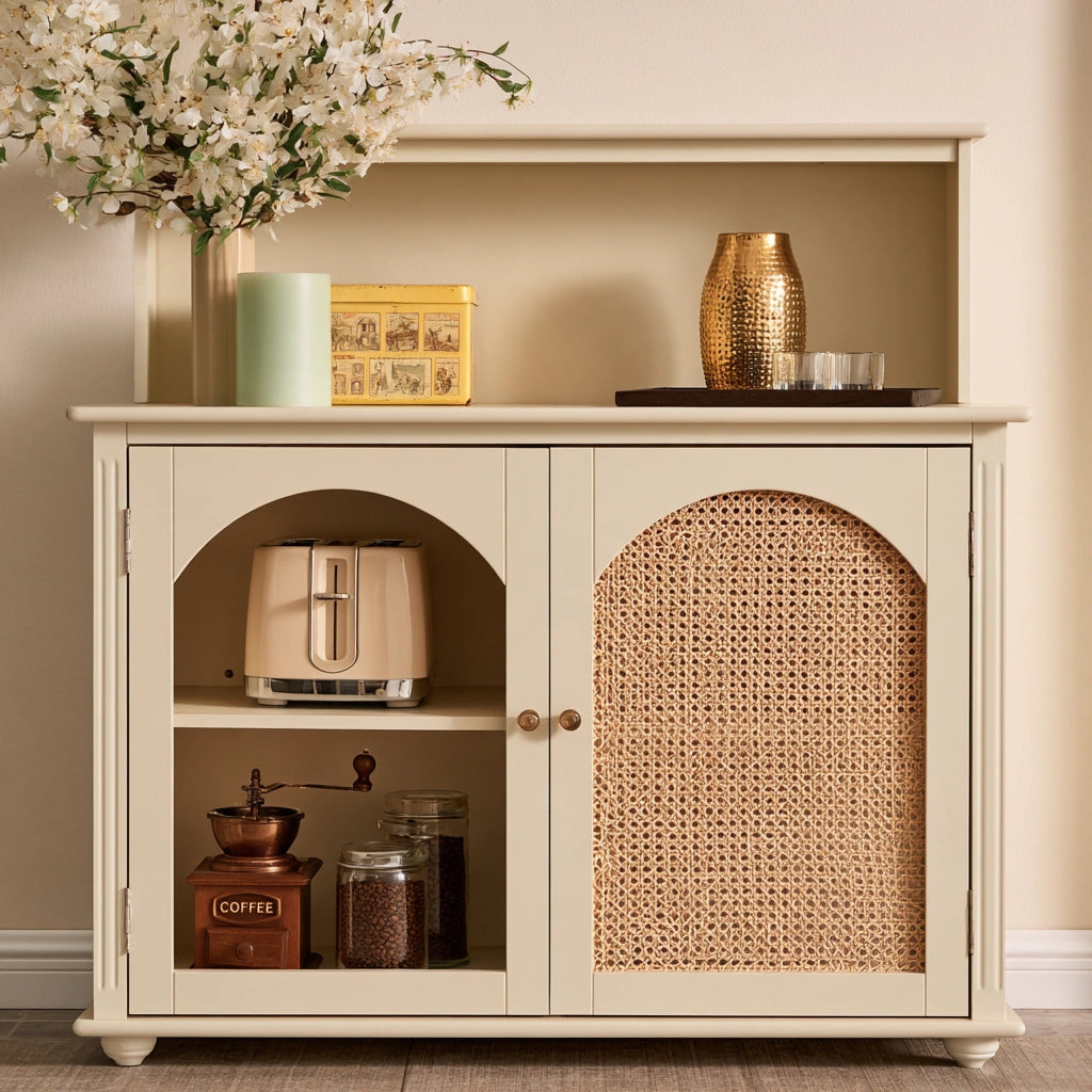 Meuble de rangement en bois, coloris crème