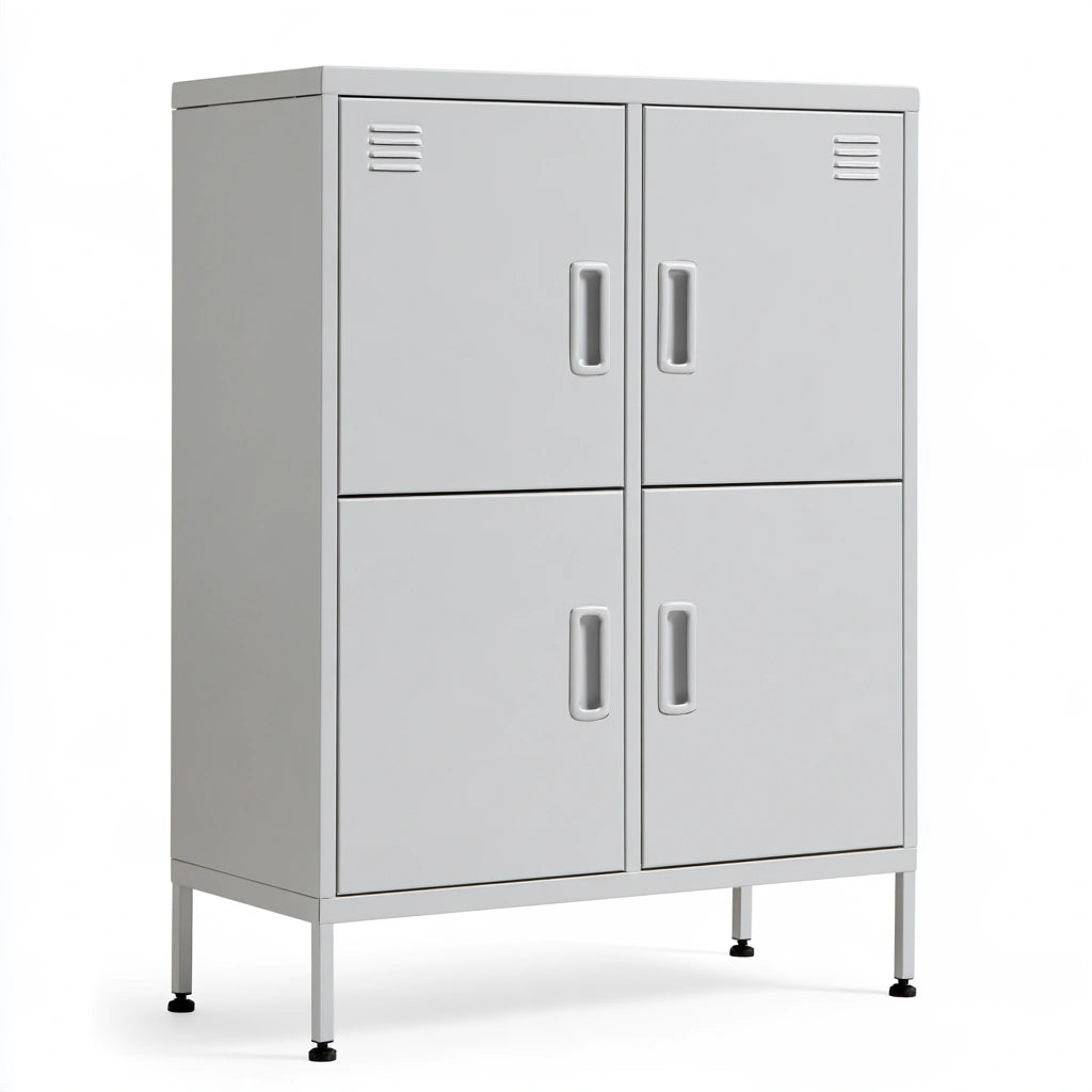 Meuble de rangement en métal, coloris gris clair
