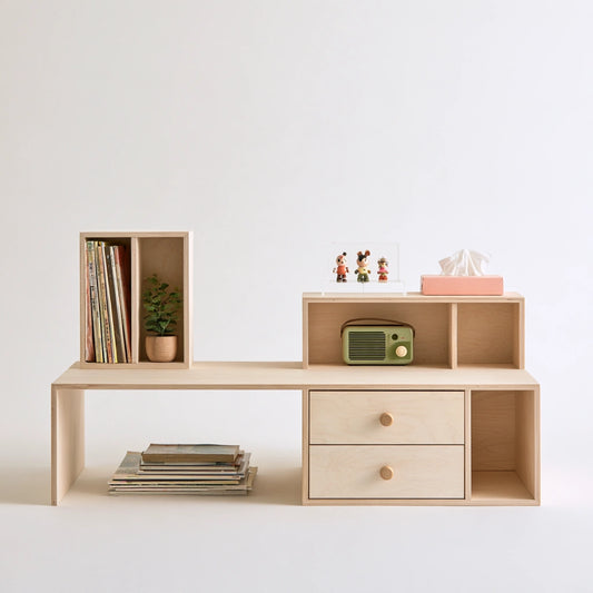 Organiseur de rangement en bois, coloris brun naturel