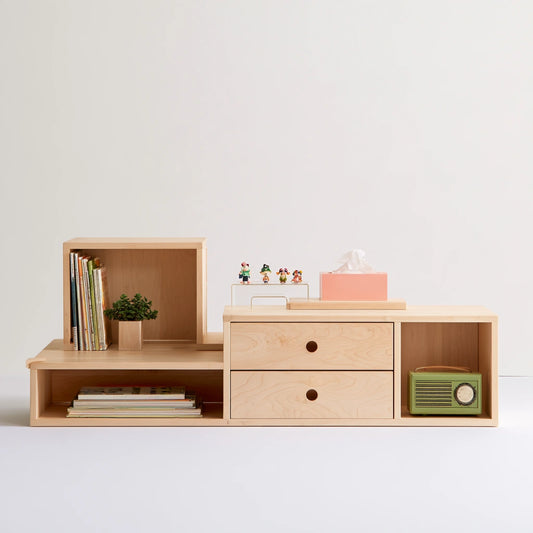 Organiseur de rangement en bois, coloris brun naturel