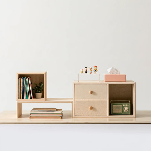 Organiseur de rangement en bois, coloris brun naturel