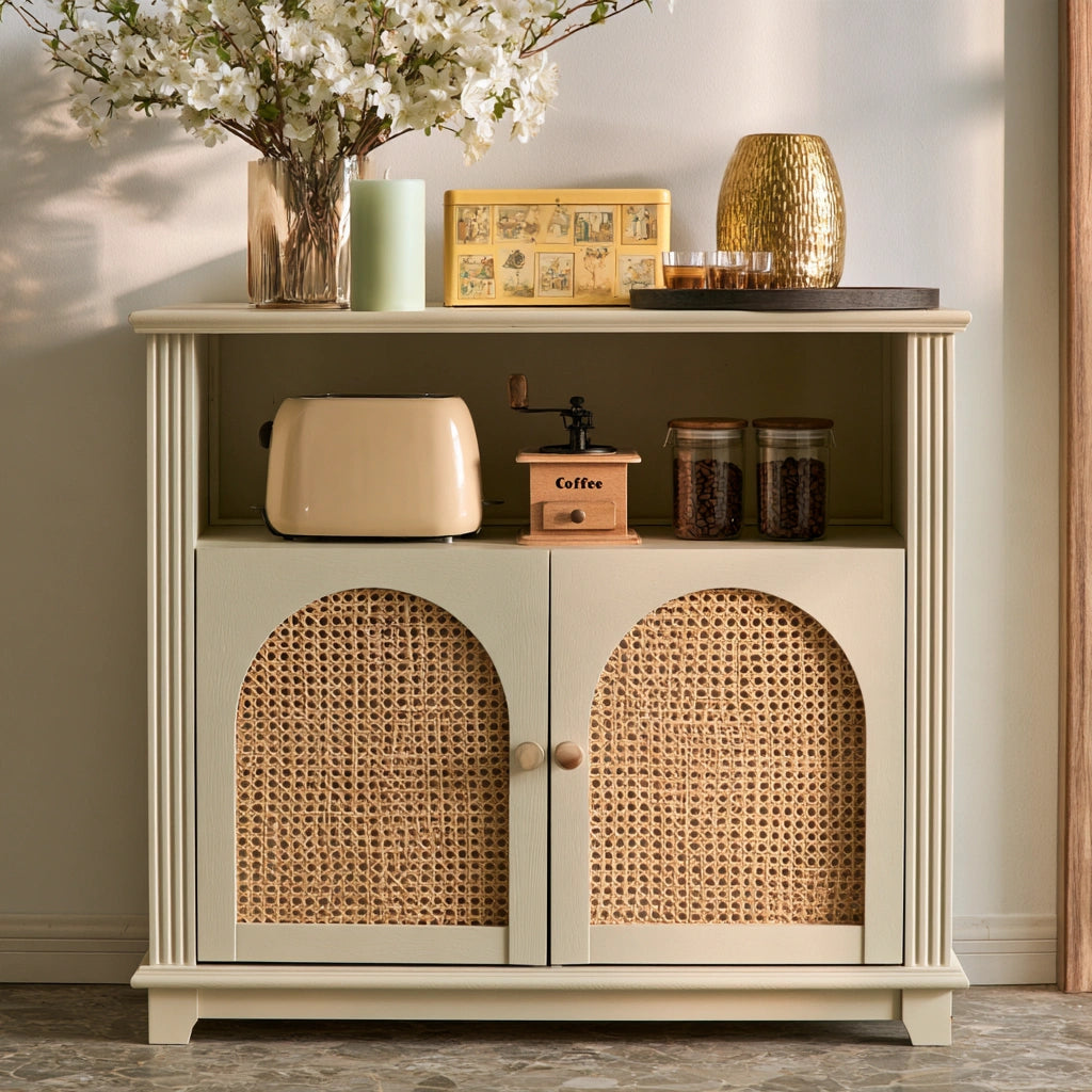Meuble de rangement en bois, coloris crème
