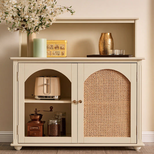 Meuble de rangement en bois, coloris crème