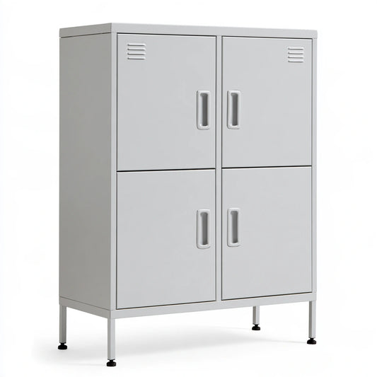 Meuble de rangement en métal, coloris gris clair