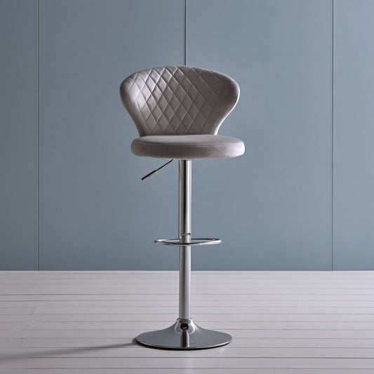 Tabouret de bar en velours, coloris argenté et gris clair