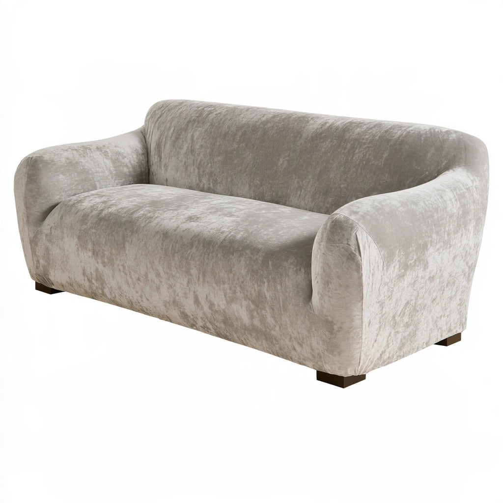 Housse extensible pour siège en velours, coloris gris clair