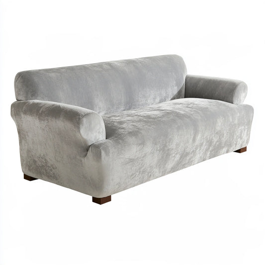Housse extensible pour siège en velours, coloris gris clair