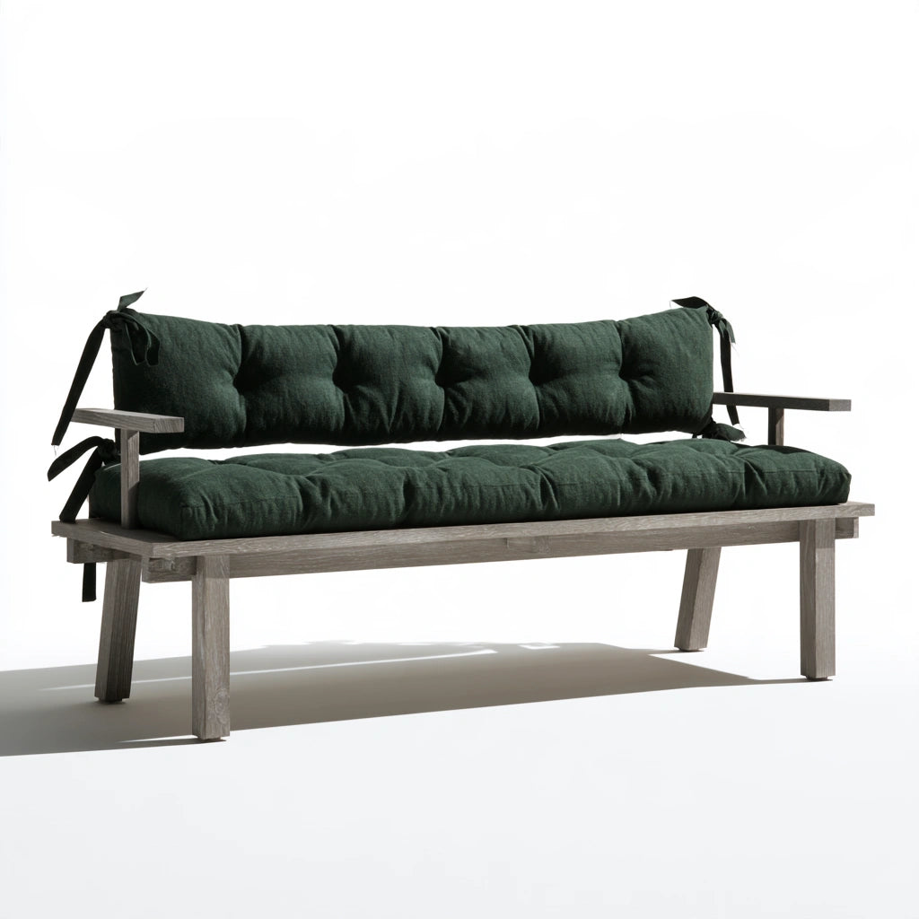 Banc décoratif en bois, coloris vert foncé et gris clair
