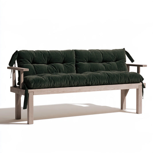 Banc décoratif en bois, coloris vert foncé et gris clair