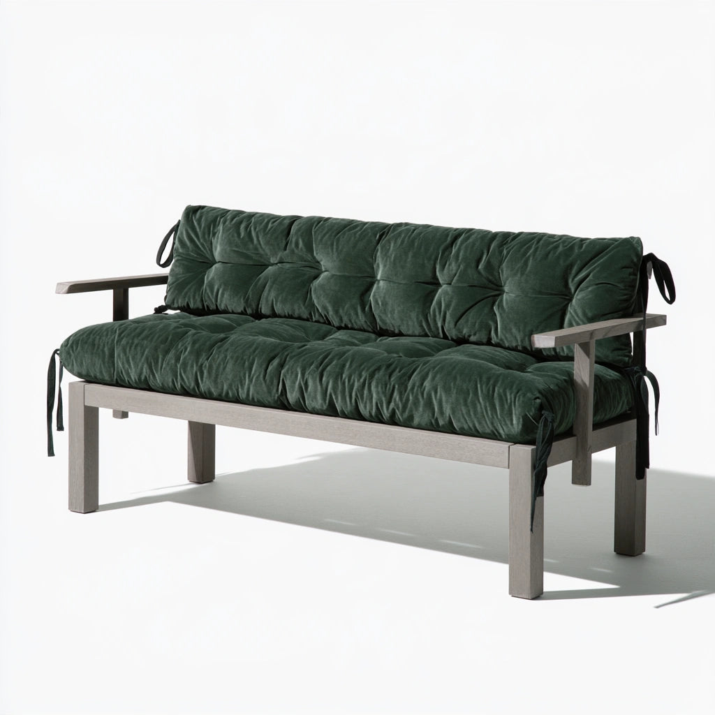 Banc décoratif en bois, coloris vert foncé et gris clair